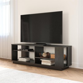 Ameriwood Home Knowle Contemporary TV Stand for Flat Screen TVs up to 60", Sleek Minimal Design, Easy Assembly, Ample Storage, Black Oak Finish