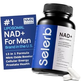Selerb Suplementos NAD+ para Hombres – Suplementos de Óxido Nítrico para la Salud de la Próstata para Hombres con Resveratrol, CoQ10, L Citrulina y Li