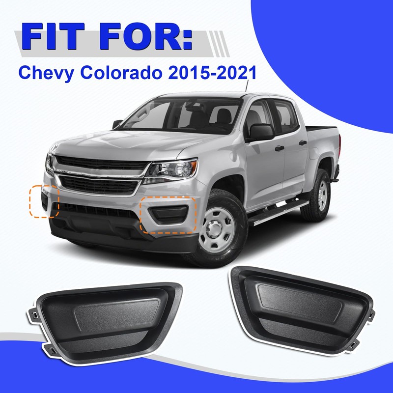 GearUp Pair Fog Light Cover Bezel for Chevy Colorado 2015-2021