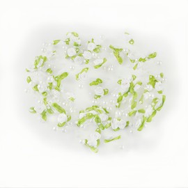 SUSOYAOCHEN 5m/16ft Pearl Garland,Garland Pearl Spool String of Pearls Rose Ribbon String Chain Decorative Beads for Wedding, Party,Christmas Flower Tree and DIY Supplies (White & Leaf)