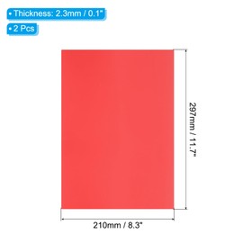 PATIKIL Rubber Stamp Sheets, 2Pcs 11.7x8.3" Soft Rubber Stamp Carving Block A4 Size Stamp Sheet for Laser Engraving Machine Rubber Stamps Ink Stamp Pads, Red