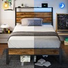 Liians Twin Bed Frame with Storage Headboard USB Charging Station,