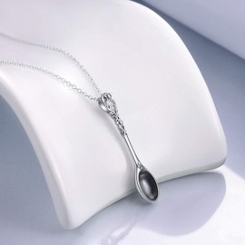 YAFEINI Spoon Necklace 925 Sterling Silver Spoon Pendant Necklace for Women Men Jewelry (spoon necklace)