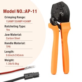 Ratcheting Wire Crimping Tool AWG 10-20 for 15, 30, 45 Amp Power Connectors, IWISS with 10 FREE 30 AMP Connectors