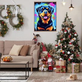EATUKYIC Cute Rottweiler Puppy Diamond Art for Adults, 5D Round Rhinestones Diamond Painting for Adult Embroidery Art Kit, for Home Wall Decor Bedroom Decor or Gifts 12x16inch