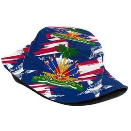 Akzmneu Haitian Flag Bucket Hat Travel Buckets Hat Haitian Fisherman Hat for Travel Fishing Beach Outdoor