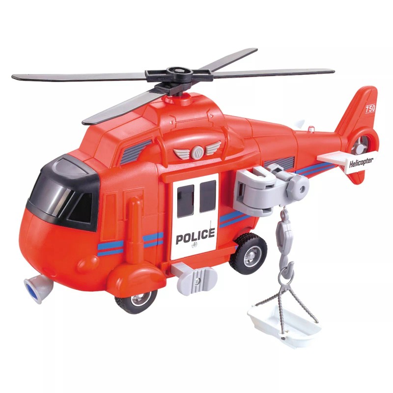 Vokodo Toy Fire Rescue Helicopter 11" With Lights And Sounds