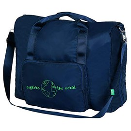 moses. Fernweh Foldable Travel Bag, Practical Weekender for Travelling, with Adjustable Shoulder Strap and Strap for the Suitcase, blue, Travel