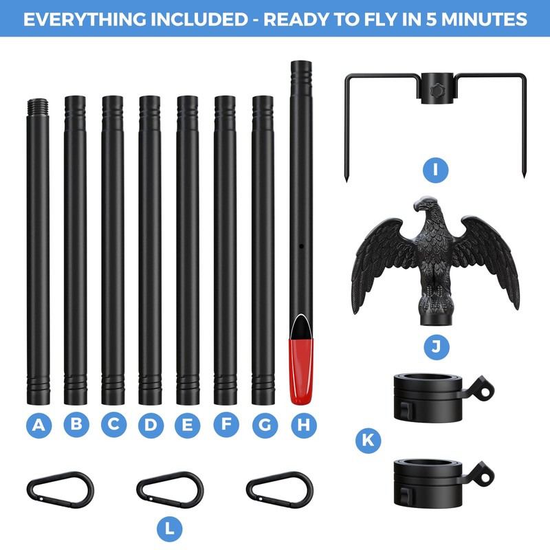 1.3" Large Diameter Heavy Duty 10 FT Flag Pole in
