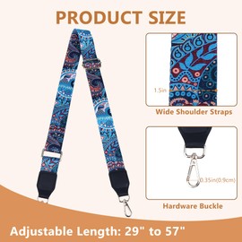 Purse Strap, Thick Adjustable Long 29-57 Inch Shoulder Purse Straps Replacement Crossbody with Floral Patterns, Colorful 1.5 inch Wide Decorative Purse Shoulder Strap for Women Handbags, Bag & Tote