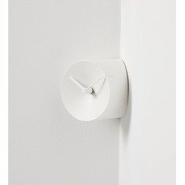 mosery Wall Clock in to The Corner-Attached White Color 3.4 inch high Silent Non Ticking Battery Operated Room Living Room Desk Office Clock Decoration (White)