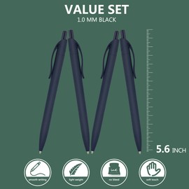 Deegtran 100 Pack No Bleed Blue Barrel Click Pens, Wholesale Retractable Ballpoint Pens, Medium Point, Smooth Ink, 1.0MM Black Ink