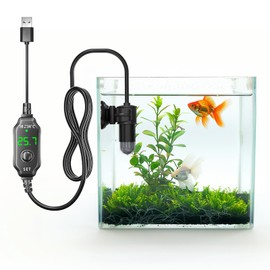TobeBright 10W Mini Submersible Digital Aquarium Heater DC5V Fish Tank Heater with Thermometer, External Temperature Controller, LED Display, 3L Turtle Tank Heater for Betta Fish, Frog, Newt, Turtle