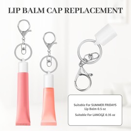 Lip Gloss Keychain Compatible with Summer Fridays 0.5 Oz Lip Balm, Keychain Cap Replacement for LANGIGE 0.35 oz Lip Balm Portable Lipgloss Case with Keyring Lipgloss Holder Keychain Replacement Cover