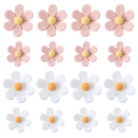 ElevateTech 16 Pcs Cute Flower Fridge Magnets Mini Colorful Decorative Magnets Photo Wall Fixing Suitable for School Office Locker Kitchen Cabinet Whiteboard (Pink White)