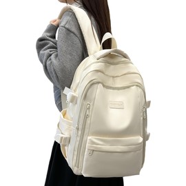 ZESU Korean Backpack, Women's, Commuting to School, Large Capacity, High School Students, Commuting, Men's Bag, Outdoor, Unisex, Middle School, Climbing, Business Bag, School, white, M