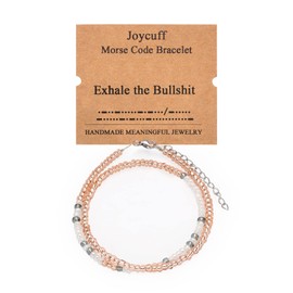 JoycuFF Christmas Gifts for Women Morse Code Boho Bracelets for Her Daughter Mom Friends Best Friend Coworkers Nurse Layered Beaded Bracelet Exhale The Bullsh*t