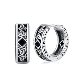 Viking Rune Earrings 925 Sterling Silver Punk Jewellery Unisex Gift for Men Women Viking Rune Birthday