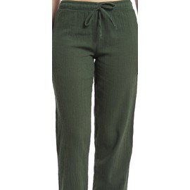 J & Ce Women's Gauze Cotton Beach and PJ Pants (Green, Medium)
