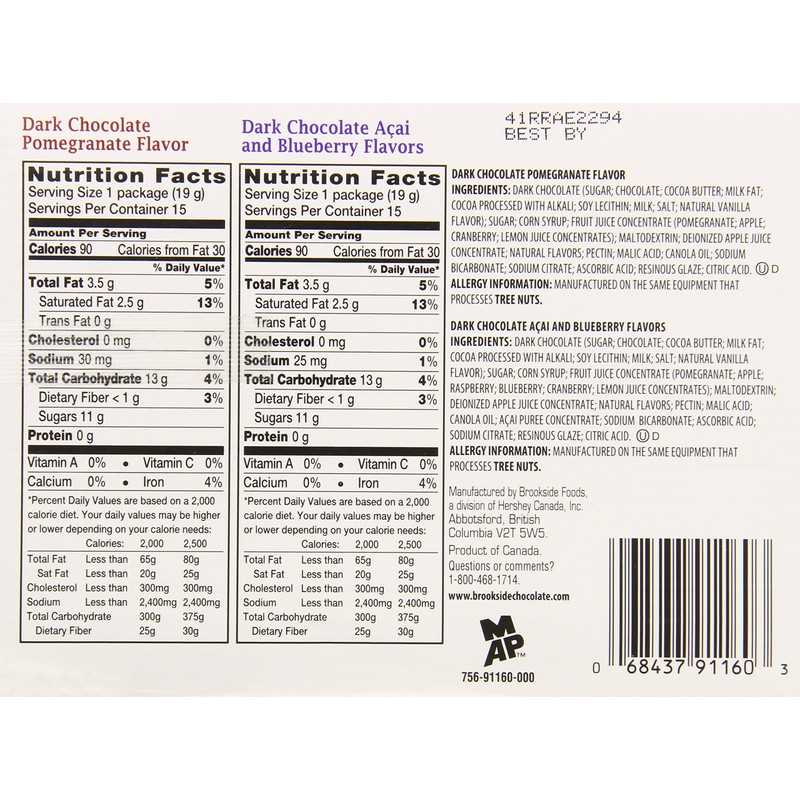 BROOKSIDE Dark Chocolate Candy Two Flavor Snack Pack, Pomegranate Flavor