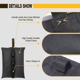 Novelfun 4 Pack Gazebo Weights Bags Large Sand Weight Bags Heavy Duty Leg Weights for Pop up Canopy Tent Sun Shades, Parasols, Trampolines Weighted Feet Bag