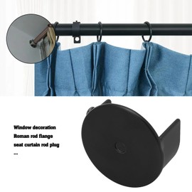 VGOL 4 Pieces Window Decoration Roman Rod Flange Base Curtain Rod with Adjustable Screw U Shaped Plug for 28 mm Rod Black