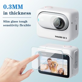 HUADU Silicone Cover Sleeve Compatible for Insta360 GO 3 Action camera,Screen Protector Film Anti-Scratch High Definition and Hard Shell Travel Storage Carrying Case, black