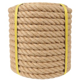 Natural Jute Rope - 1.5 Inch × 50 Feet - Thick Hemp Rope for Docks, Nautical, Railings, Decorating