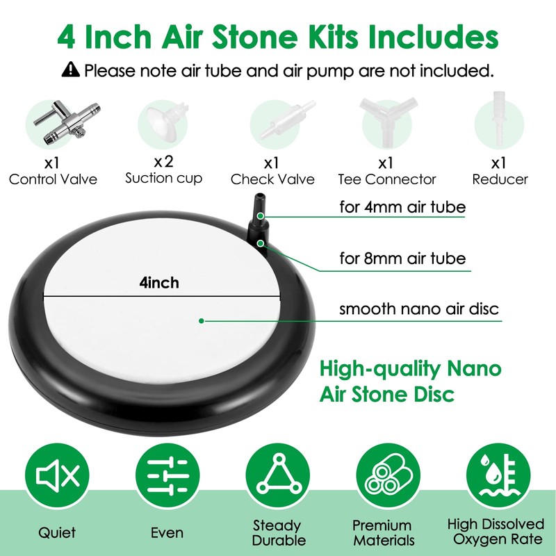 hygger hygger Aquarium Air Stone, Aquarium Aerator (Black)