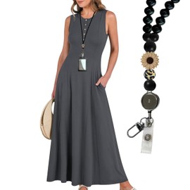 Wood Cute Beaded Teacher Lanyard with ID Holder Retractable Breakaway Badge Lanyards for ID Badges for Women Cute (Ebony)