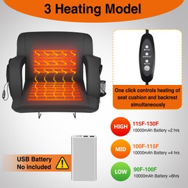 Seeuteck Heated Stadium Seats with Back Support and Wide Cushions for Bleachers, Portable Bleacher Chairs with Backrests, USB 3 Levels and 5 Pockets Foldable Stadium Chairs for Sports