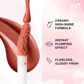 SELESTIA BEAUTY Lip Plumper Gloss Lip Job - Plumping Lip Gloss with Glossy Finish - Lip Pump Gloss with Hydrating & Smoothing Formula - 0.14 Fl Oz (Keep Me Satisfied)