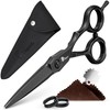Fagaci Hair Scissors 5" Black 440C Steel Shears, Extra Sharp