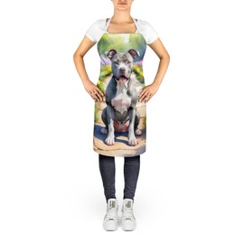 Caroline's Treasures Pit Bull Terrier Spring Path Apron Cooking Kitchen Server Baking Crafts Gardening for Adult Women Men, Unisex, Large, Multicolor