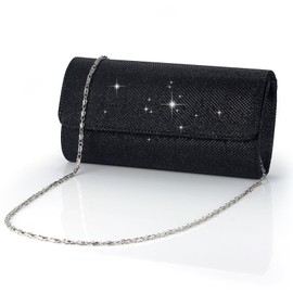Tolenre Women's Clutch Evening Bag Silver Glitter Chain Bag Elegant Envelope Bag Party Shoulder Bag for Women Girls Wedding Leisure Party Prom Prom, black