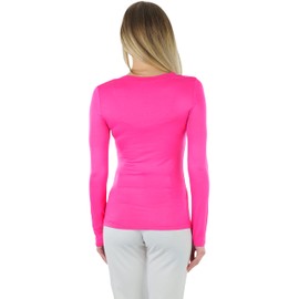 ToBeInStyle Women’s Classic Timeless Layering V-Neck Long Sleeve Top - Soft Magenta - Small