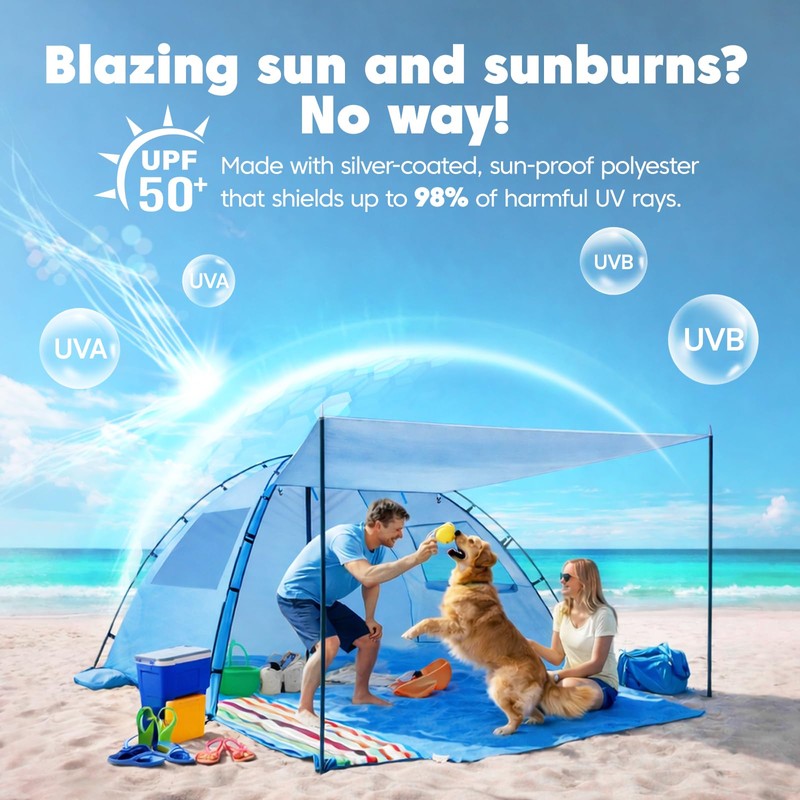 Purebox Beach Tent Sun Shelter with Canopy for 3-4 Person