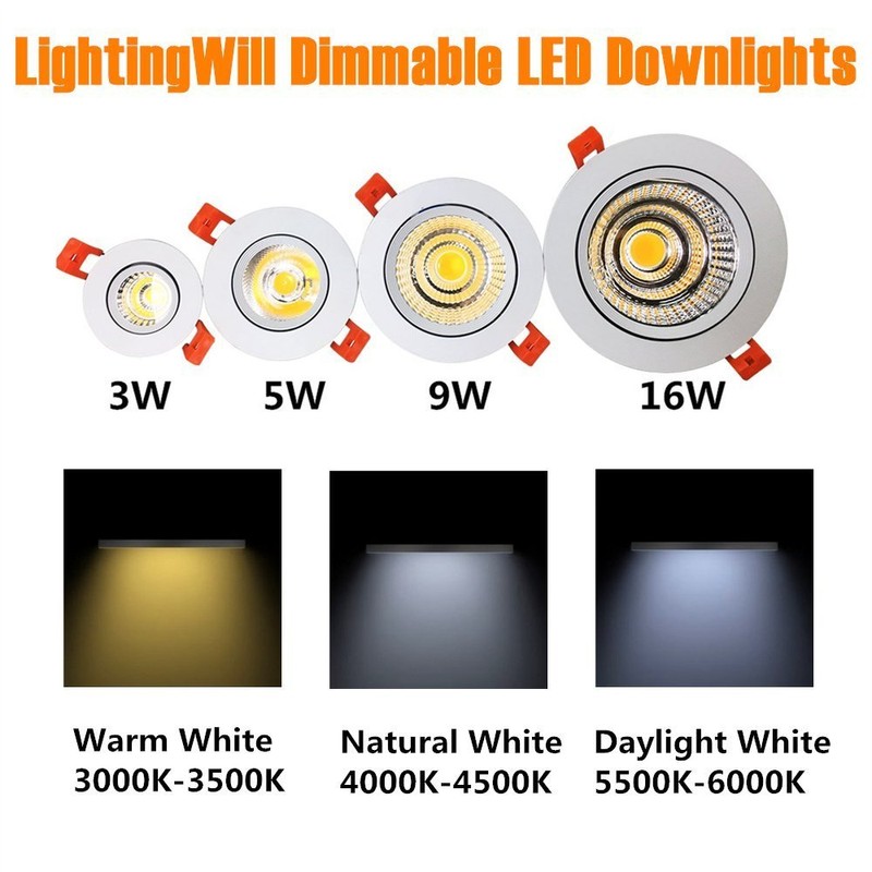 LightingWill 2inch LED Dimmable Downlight, 3W COB Recessed Ceiling Light,