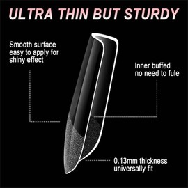 Medium Nail Tips Almond Pre-Shape Nail Extension Fake Nails False Nails 600PCS Press on Nails Clear Half Frosted Nails Tip Fake Nails Pre-Shape Press on Nails Full Cover Artificial Nail Tips For Nail Extension Salons and Home DIY, 12 Sizes False Gelly Ti