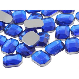 Allstarco 8x6mm Flat Back Octagon Acrylic Gemstones Pro Grade - 100 Pieces (Blue Sapphire H104)