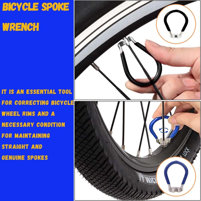 MOAZIFI Spoke Wrench Bicycle 7-Piece Set, Spoke Tensioner with Rubber