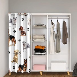 Feelyou Cute Dog Decor Closet Door Cover Curtain for Living 52x84 Inch 1 Panel Puppy Dog Door Curtain for Doorway Privacy Cute Cartoon 30%-50% Blackout Curtain Kawaii Animal Doors with Windows Decor