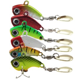 Hard Fishing Lures Set - 6 Pieces VIB 7g Spinner Swimbait with Treble Hook, Vibrating Jigging Wobblers Wobblers Crankbaits for Trout Perch Pike Freshwater Sea Fishing