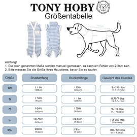 TONY HOBY Shirt for Dogs, Pyjamas, Dog Pyjamas, Pet Clothing, Jumpsuit, Soft and Breathable, for Small, Medium, Large Dogs (Girls, Light Blue, XS)