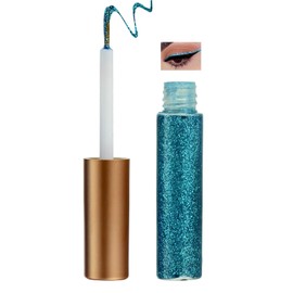 Peacock Blue Glitter Liquid Eyeliner, Waterproof Long-Lasting Shimmer Eye Liner with Fine Brush Tip, Colorful Glitter Eye Liner Liquid for Precise and Vibrant Eye Makeup