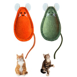 Mox Petish Catnip Toy for Cats - Felt Mouse, Handmade, Natural and Durable, Catnip Toy (Orange and Green, Pack of 2)