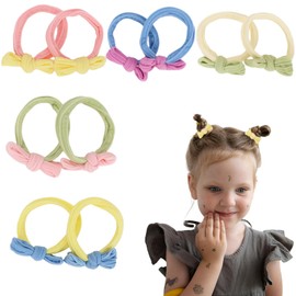 KIUEZIR 20 Packs Cute Bow Hair Ties for Women - Small & Thick Nylon Hair Bands Set for Daily Hair Styling, Gentle & Elastic Colourful Ponytail Holders for School, Playdates, Festivals & Parties