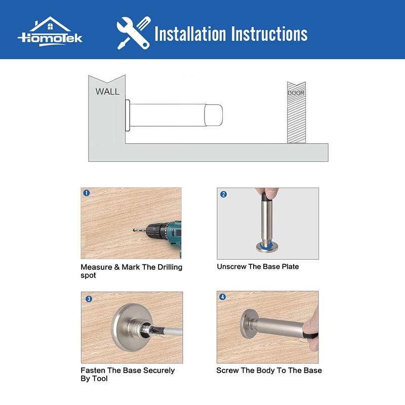 HOMOTEK 2 Pack Heavy Duty Solid Rigid Door Stops Bumper