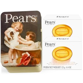Pears Set De Regalo De Jabón, Lata Vintage Con 2 Jabones De Glicerina Ámbar Transparentes, Infundidos Con Aceites Naturales Para Una Piel Radiante, 4.4 Oz C/U
