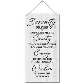 Serenity Prayer Sign, Printed Wood Plaque Sign Wall Hanging, Christian Decor Wood Sign Gift, God Grant Me The Serenity Wall Decor Framed, Farmhouse Live Room Bedroom Decor Wall Art Sign 12" x 6"